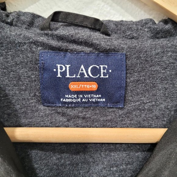 The Childrens Place Black Hooded Full Zip Windbreaker Rain Jacket Size XXL 16 - Picture 3 of 8